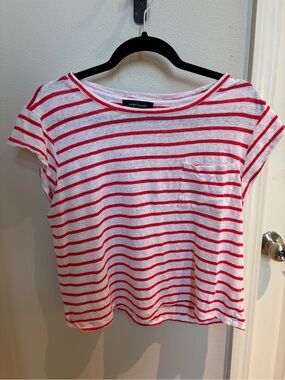 Sanctuary White Tee with Red Stripes